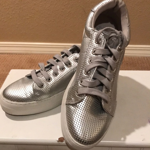 silver platform sneakers